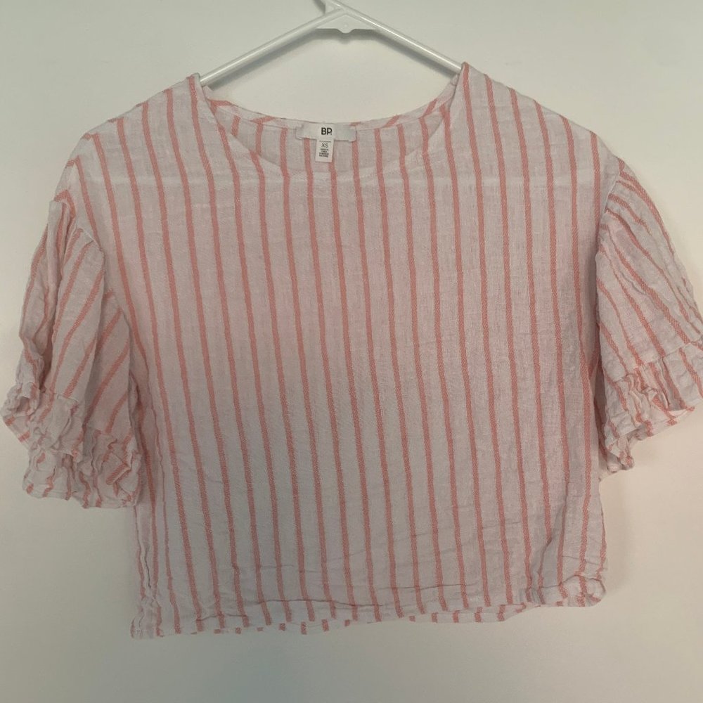 Pink & White Striped Crop Top